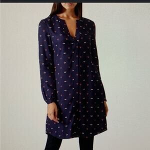 Hobbs London Navy Blue Dress with Red Accents US 12